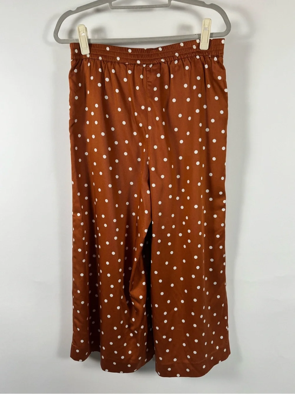 Anthropologie Rust Brown Polka Dot Wide-Leg Jumpsuit